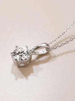 Ожерелье с подвеской из муассанита круглой бриллиантовой огранки D цвета 3 карат, серебро 925 пробы, муассанит, бриллиант, прошедший тест, ожерелье из белого драгоценного камня