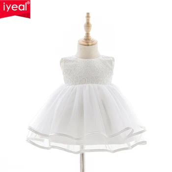 Новейшее платье принцессы для маленьких девочек с коротким рукавом для выпускного вечера, Дня Рождения, Белые Элегантные платья для крещения Vestido Infantil