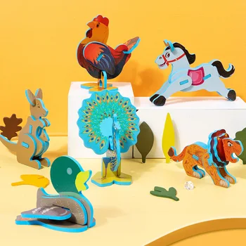 Игрушки-пазлы для детей раннего возраста с 3D животными, креативные настольные украшения, пазлы для детей 3-6 лет